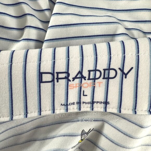 Draddy Sport Polo Shirt Large Short Sleeve Winged Foot Golf Striped TP-3408 - Picture 8 of 10
